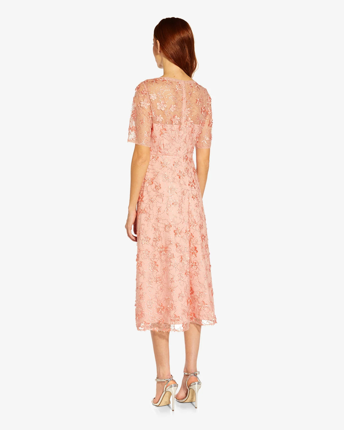 illusion neck fit-and-flare tea-length mother of the bride dress - image 4