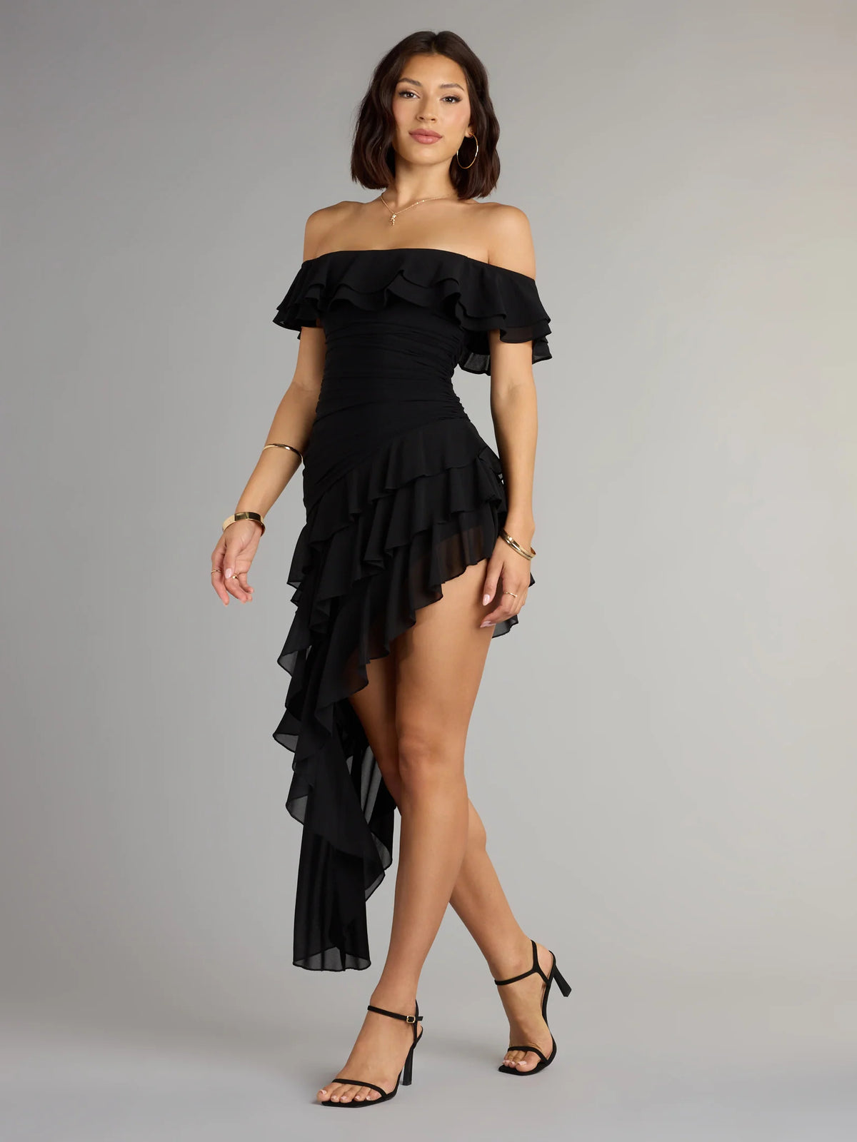 Orange mini homecoming dress, alternate view showing the overall dress design