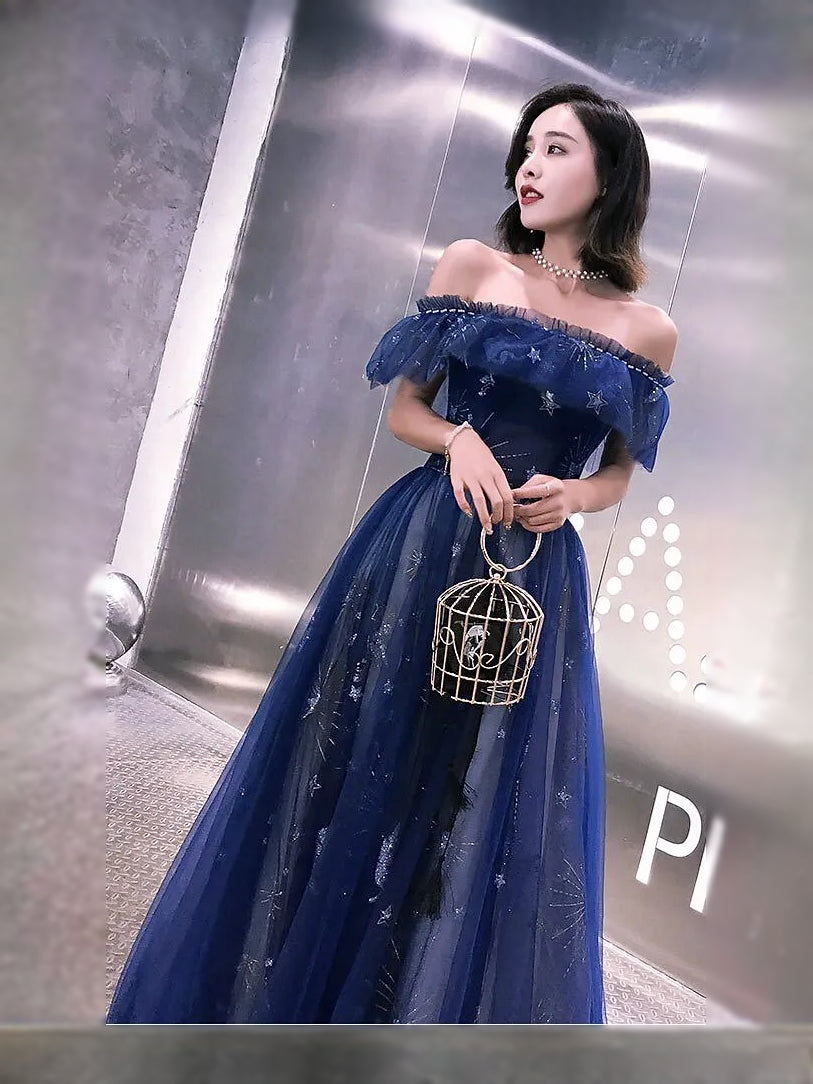 Dark Navy floor-length prom dress, alternate view showing the overall dress design