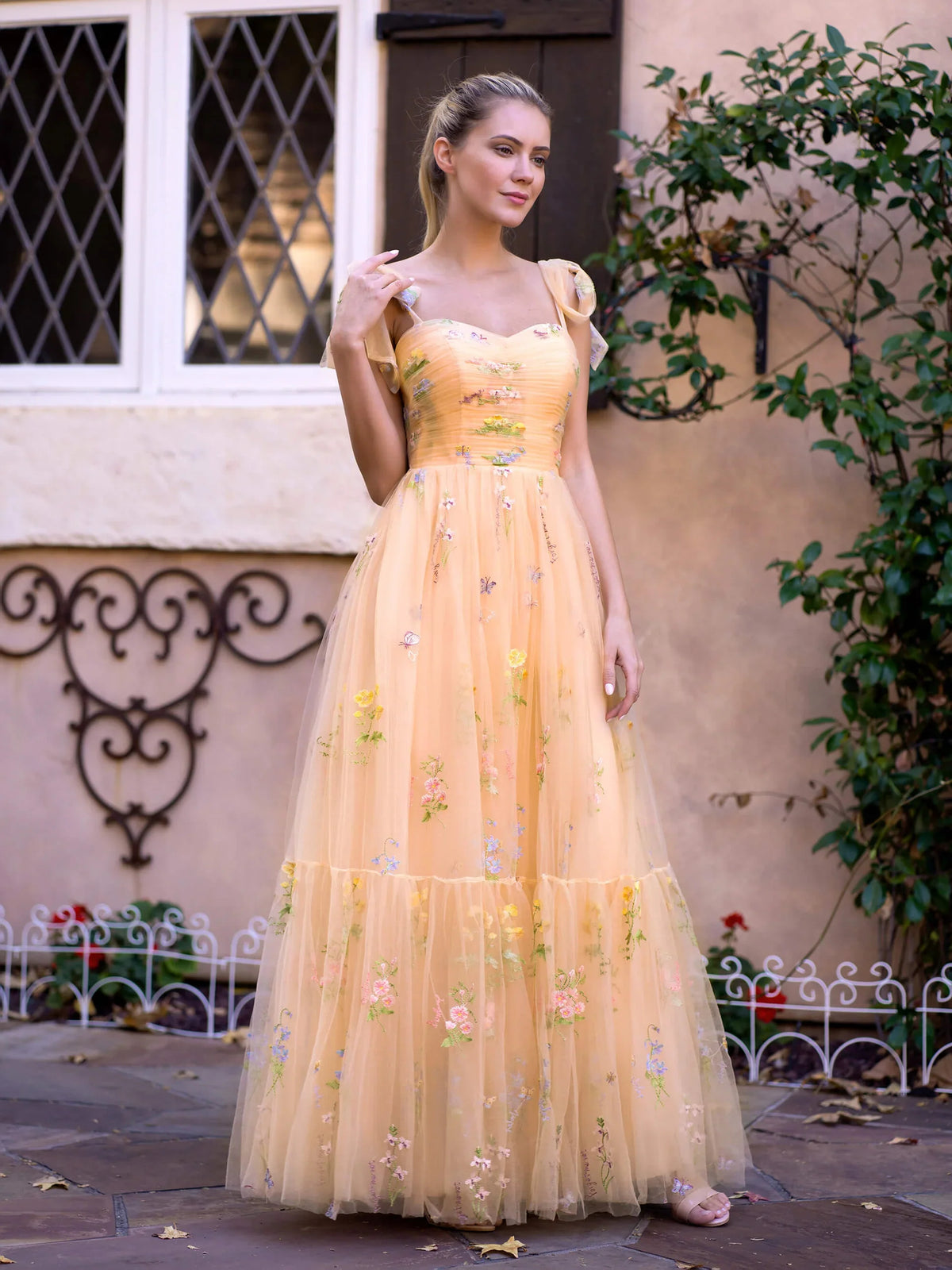 Light Blue maxi prom dress, alternate view showing the overall dress design