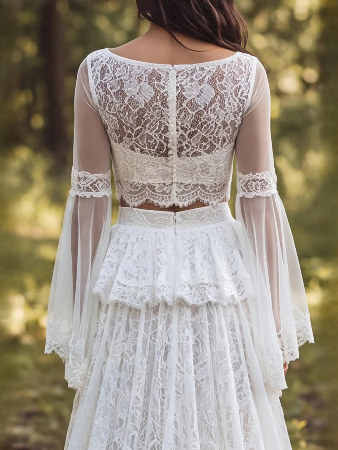 Ivory floor-length wedding dress, alternate view showing the overall dress design