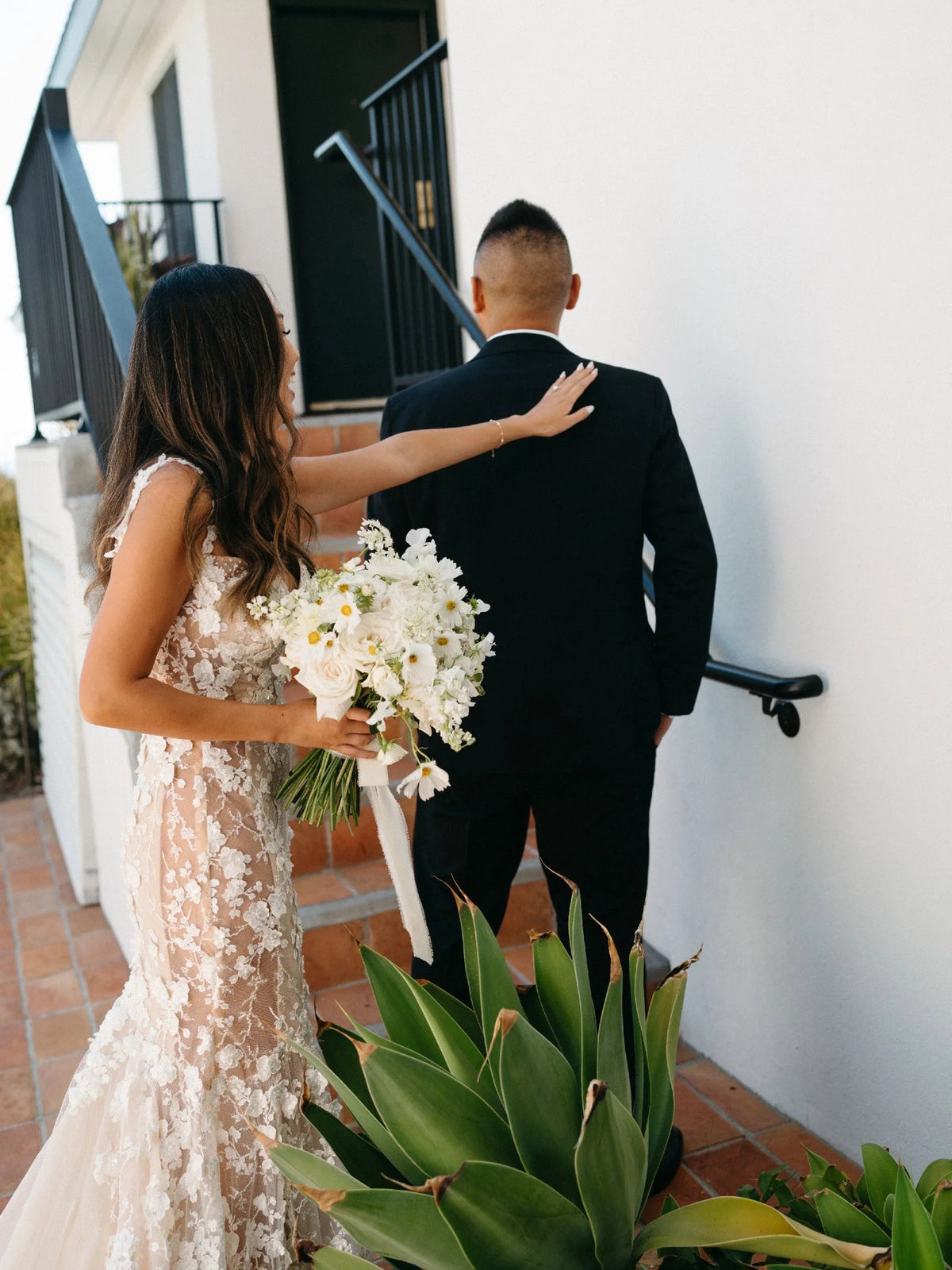 Ivory floor-length wedding dress, alternate view showing the overall dress design