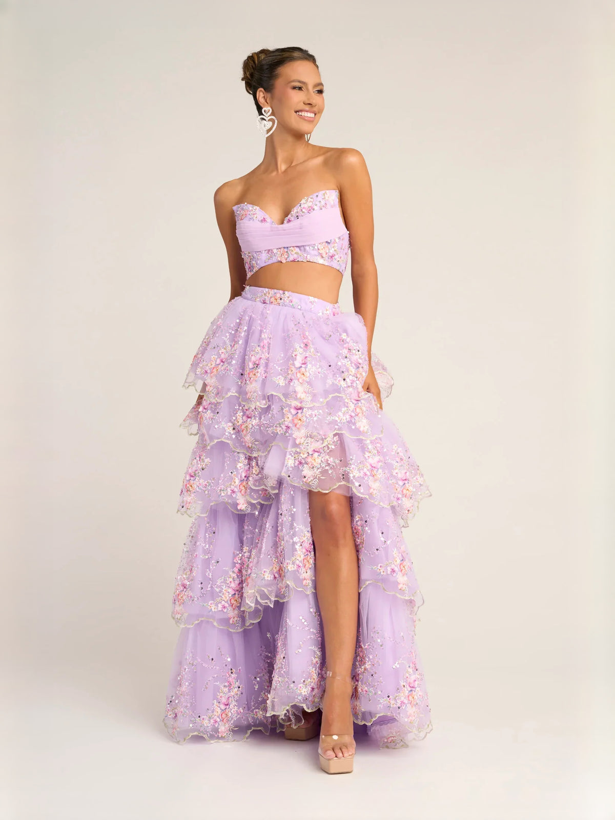 Lilac floor-length prom dress, alternate view showing the overall dress design