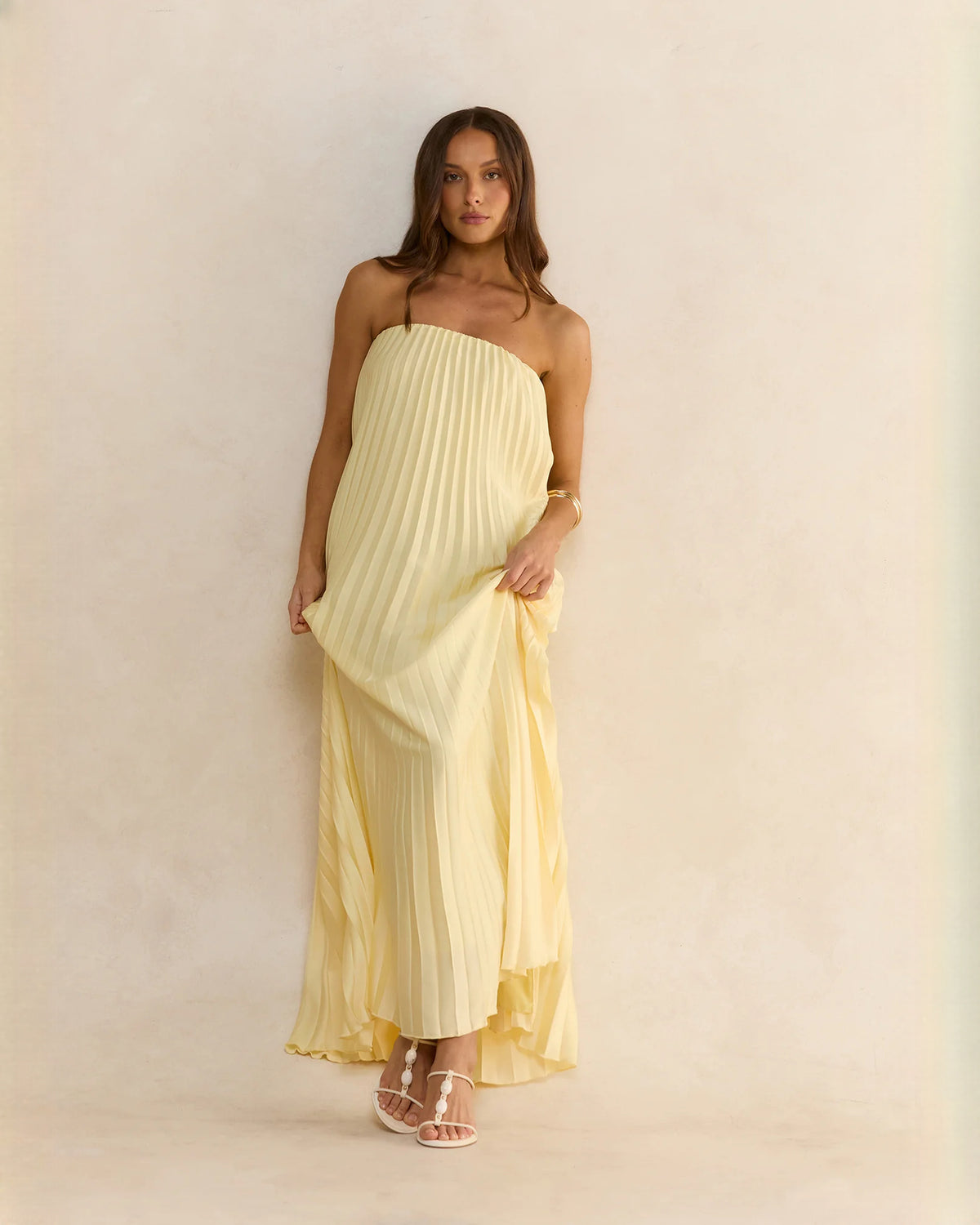 strapless chiffon a-line maxi bridesmaid dress - image 4
