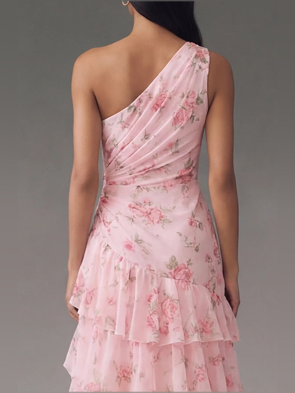 Light Pink maxi bridesmaid dress, alternate view showing the overall dress design