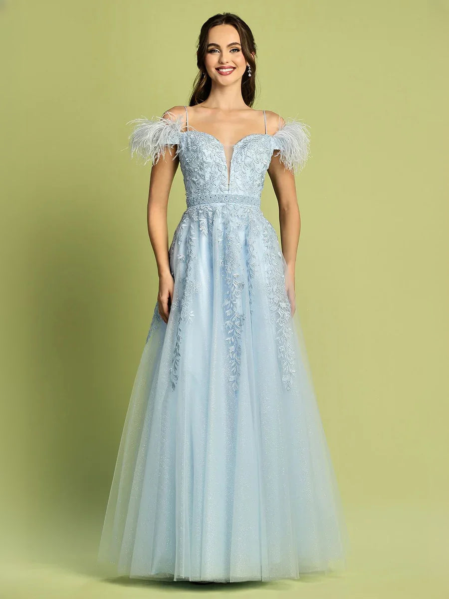 Light Blue floor-length prom dress, alternate view showing the overall dress design