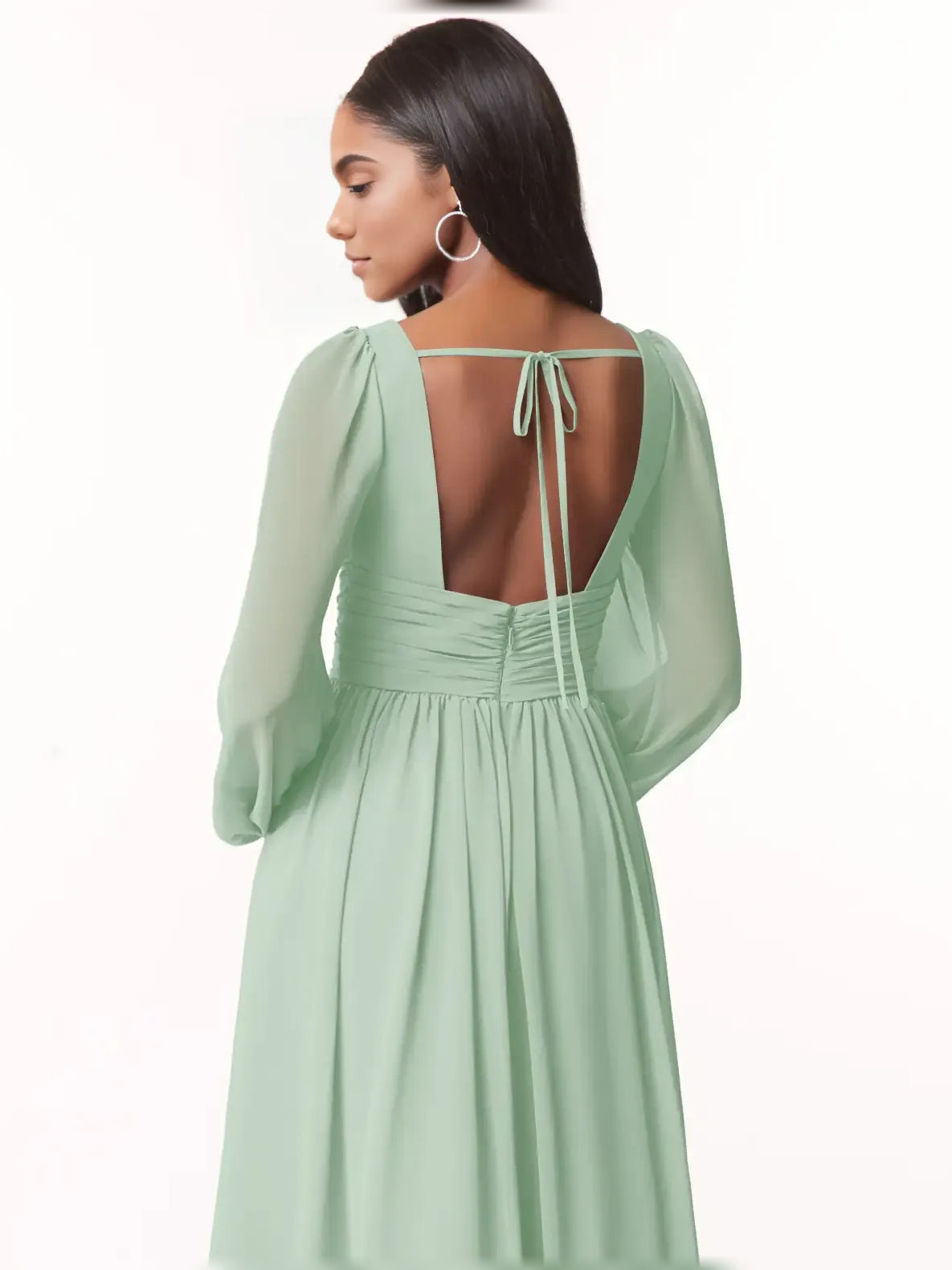 Dusty Sage floor-length bridesmaid dress, alternate view showing the overall dress design