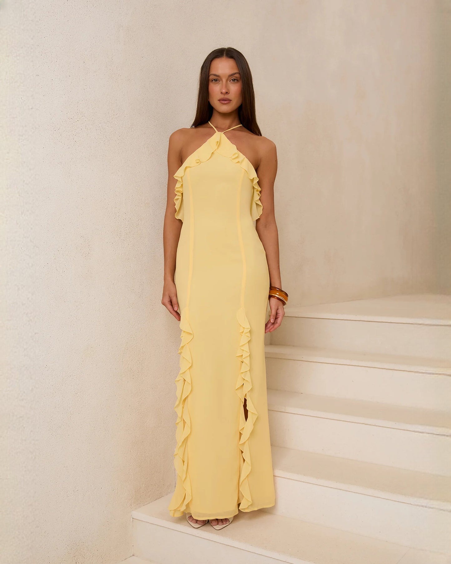 sleeveless chiffon a-line maxi bridesmaid dress - image 4