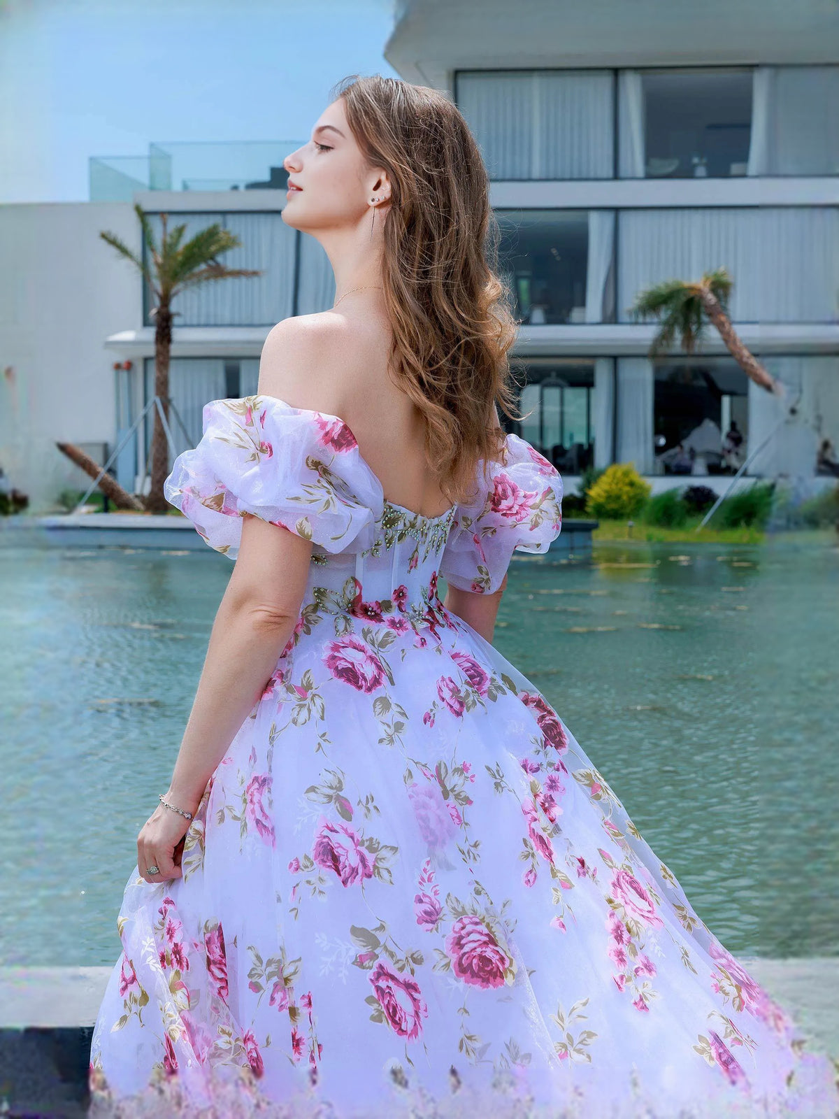 As Picture floor-length prom dress, alternate view showing the overall dress design