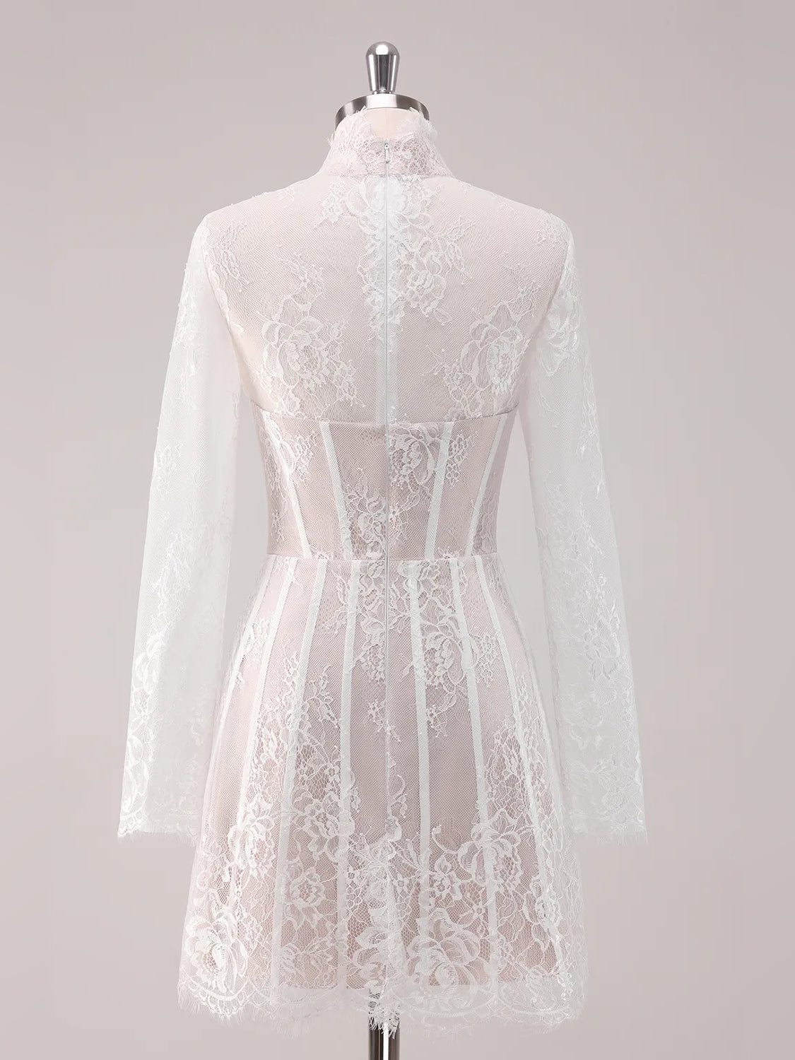 White mini homecoming dress, alternate view showing the overall dress design