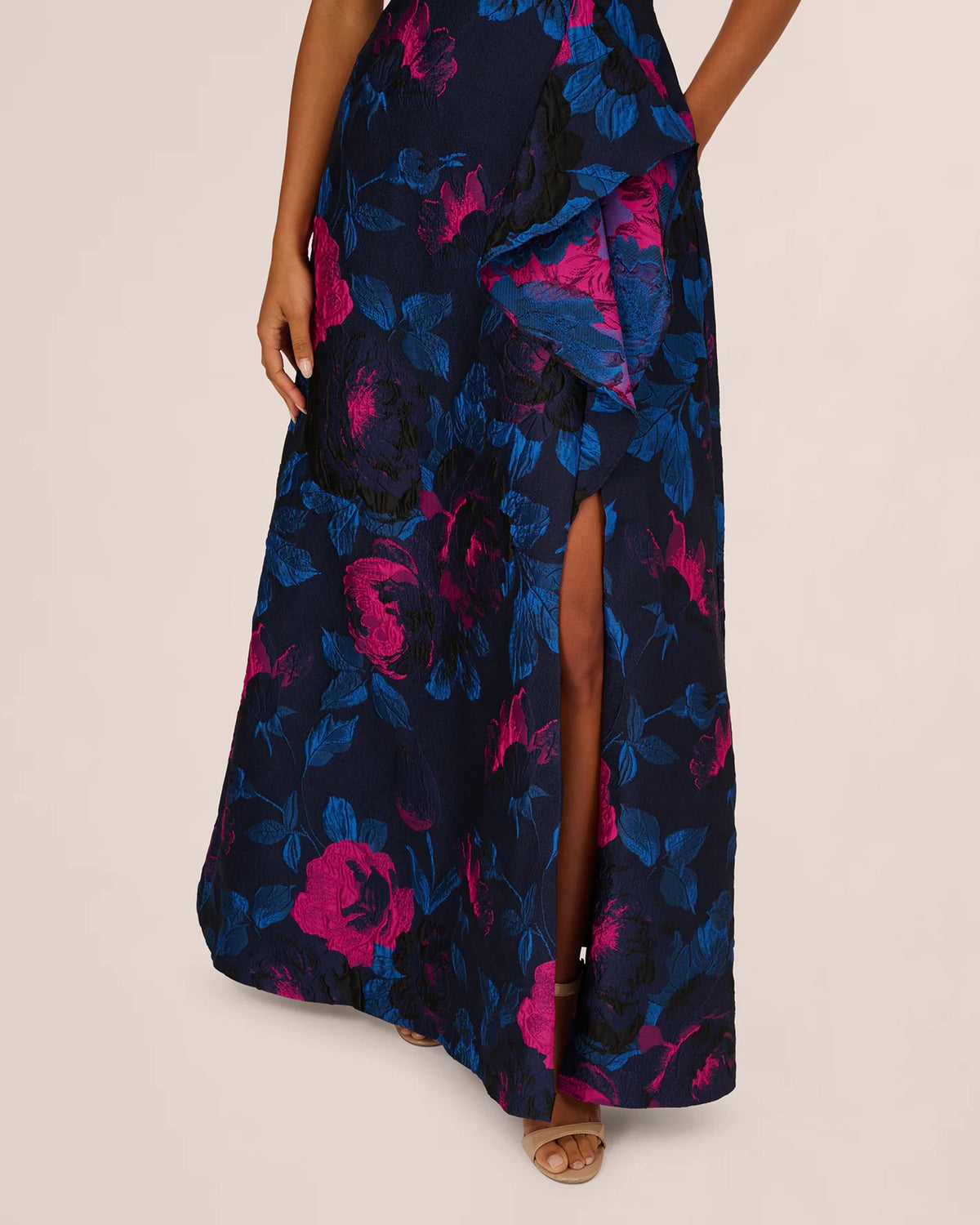 one-shoulder a-line maxi mother of the bride dress - image 4