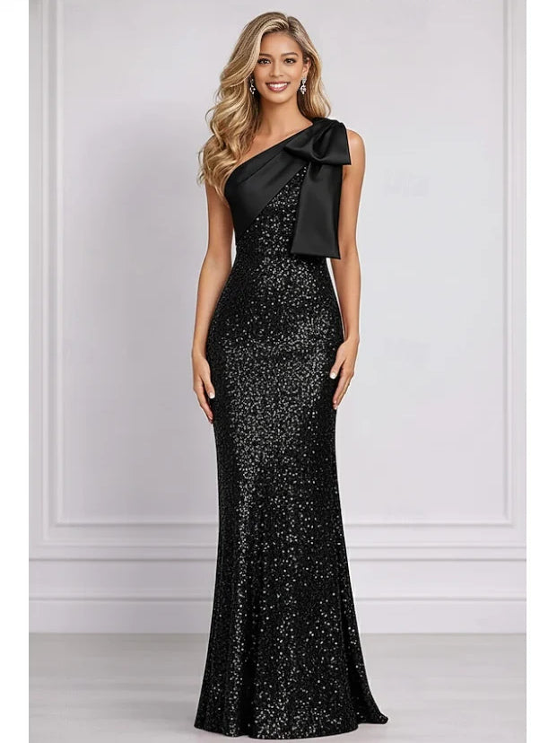 Black floor-length prom dress, alternate view showing the overall dress design