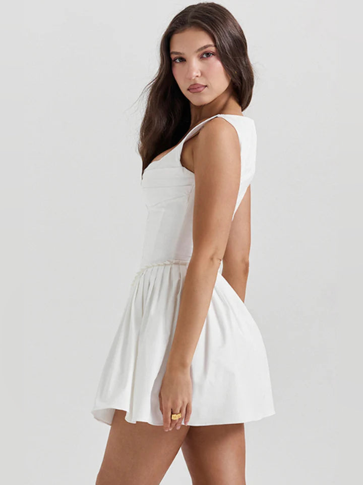 Orange mini homecoming dress, alternate view showing the overall dress design