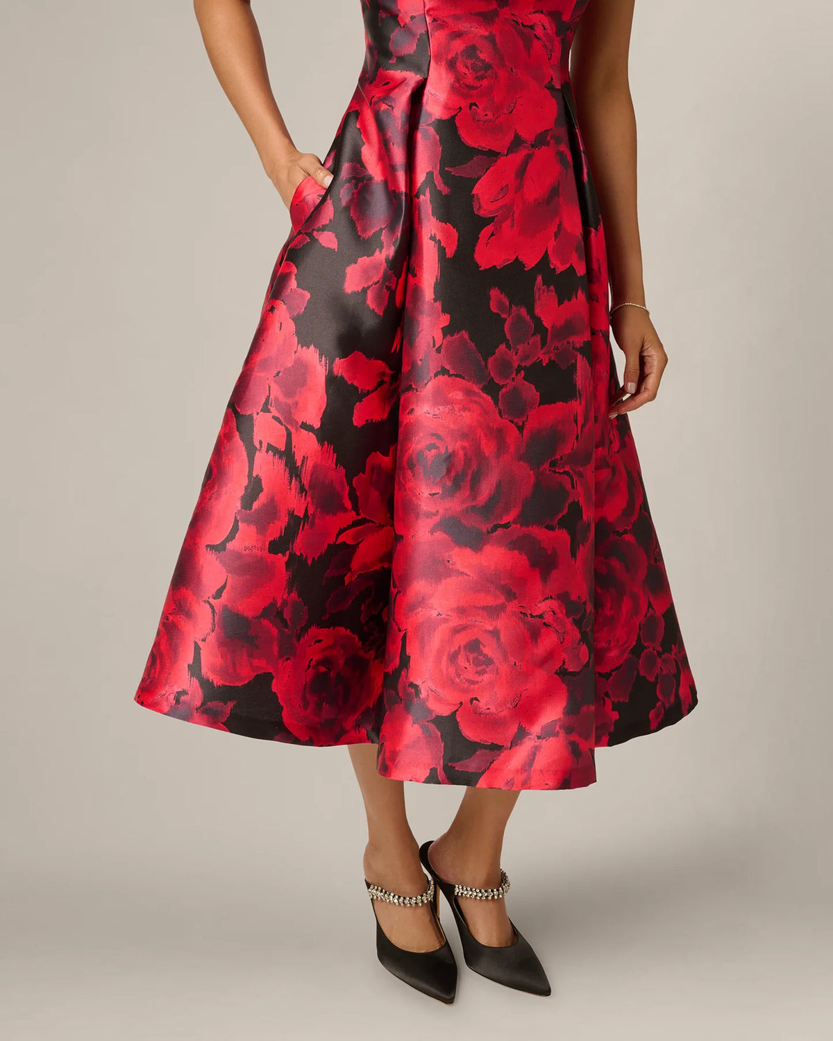 spaghetti strap fit-and-flare midi mother of the bride dress - image 4