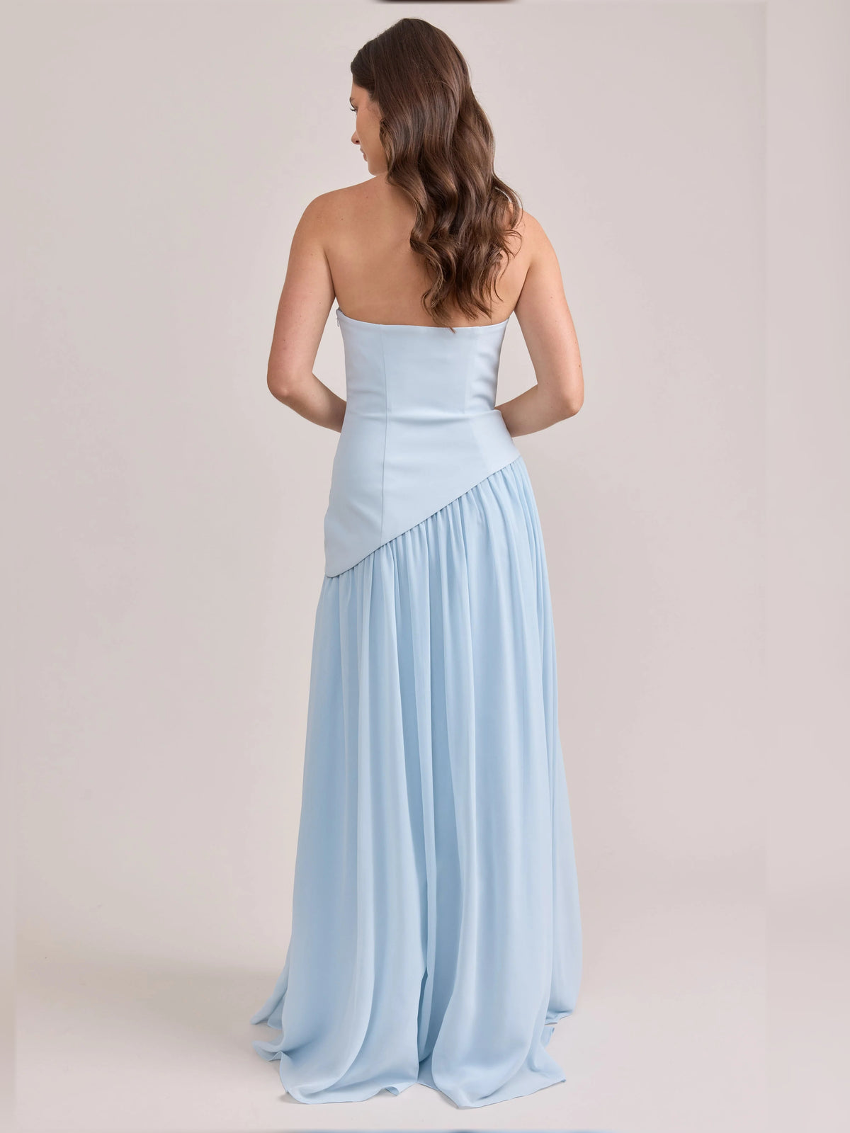 Hot Pink maxi bridesmaid dress, alternate view showing the overall dress design