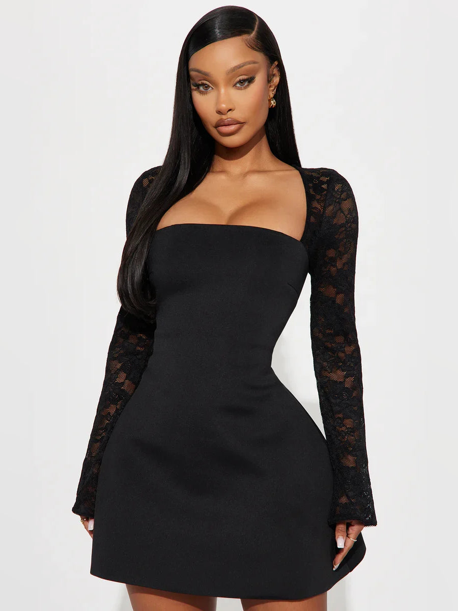 Blush Pink mini homecoming dress, alternate view showing the overall dress design