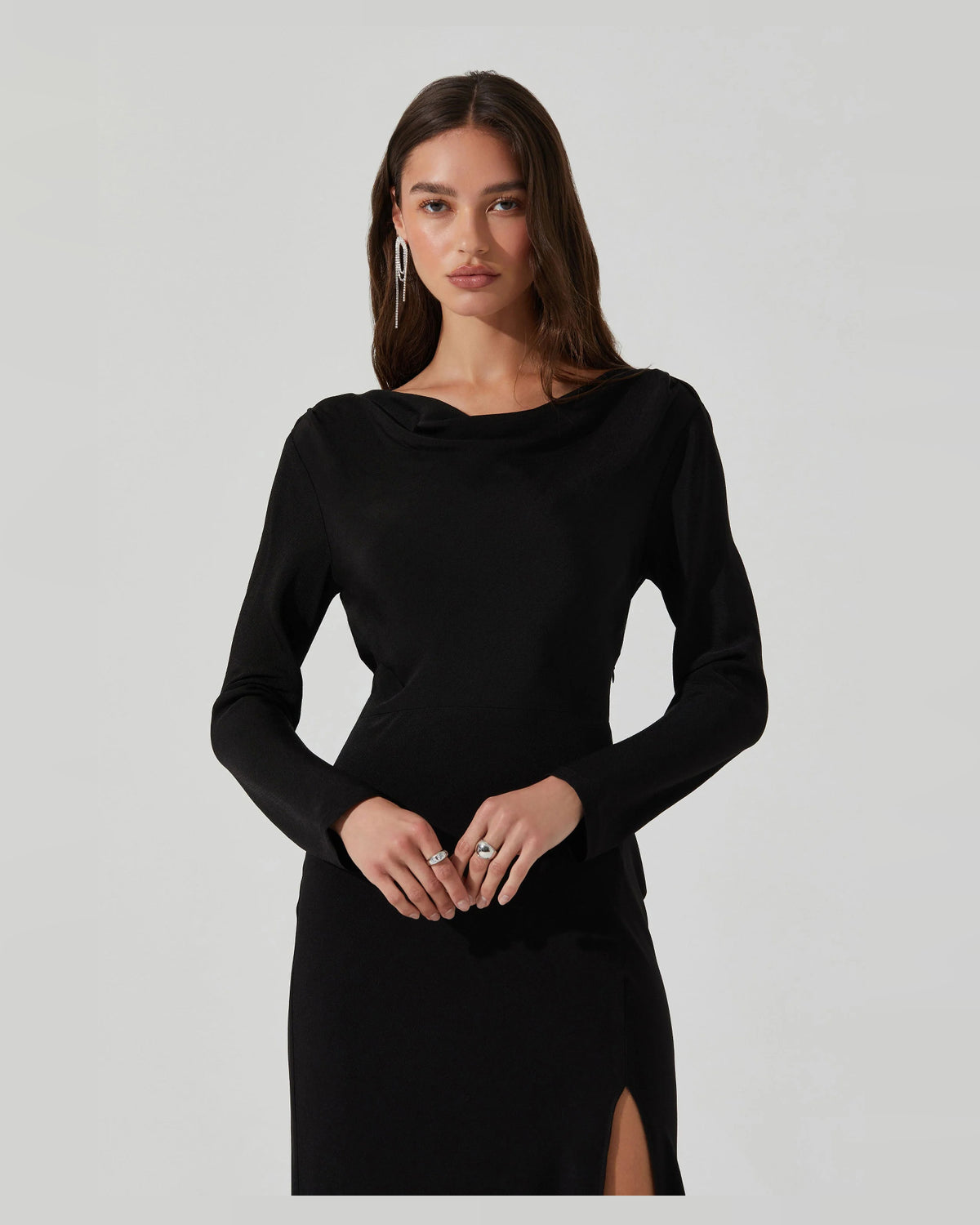 cowl neck a-line maxi formal dress - image 4
