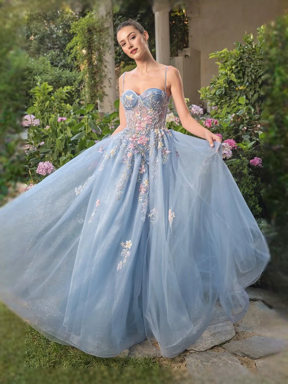 Powder Blue floor-length prom dress, alternate view showing the overall dress design