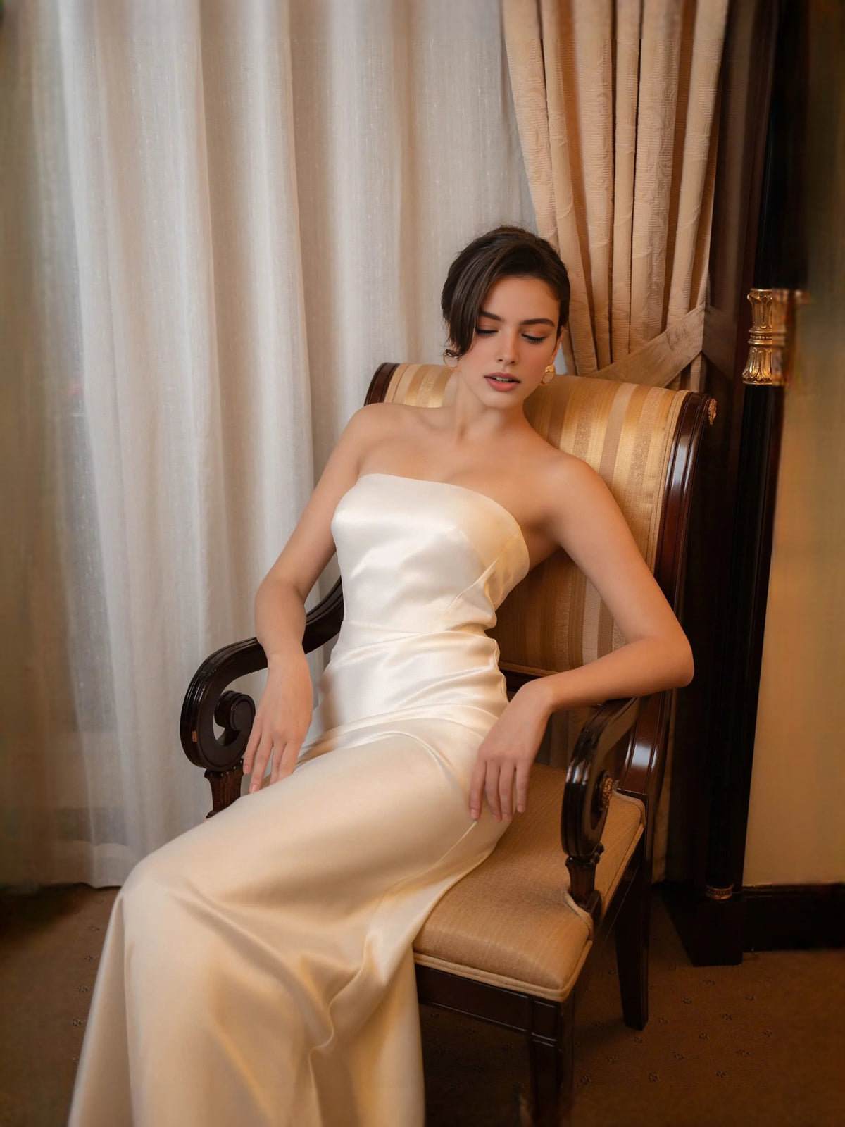 Blush Pink maxi prom dress, alternate view showing the overall dress design