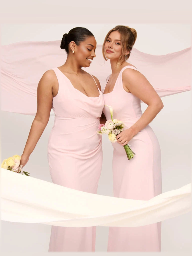 Blush Pink floor-length bridesmaid dress, alternate view showing the overall dress design