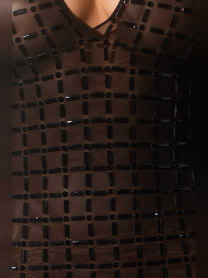 Black mini homecoming dress, alternate view showing the overall dress design