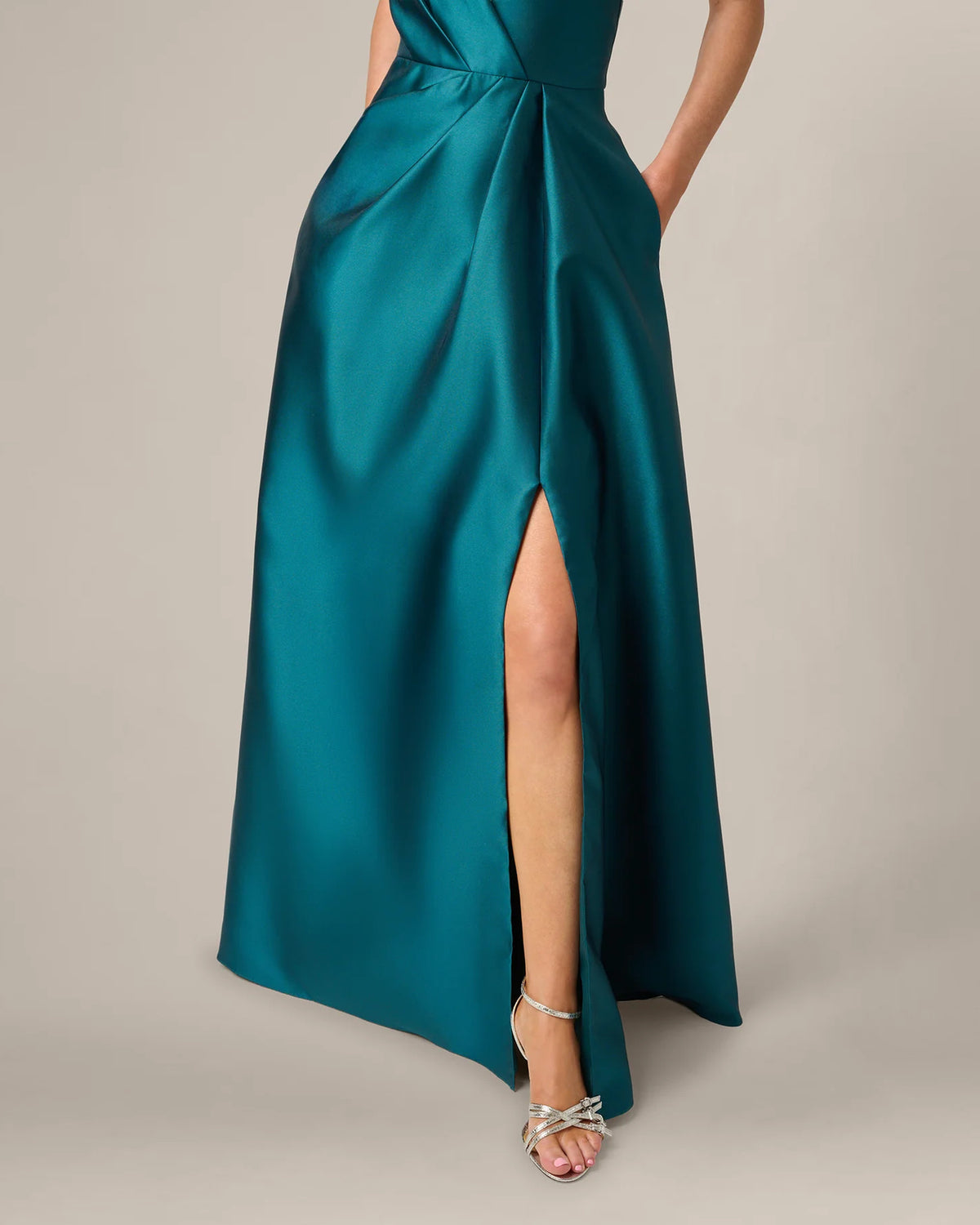one-shoulder a-line maxi mother of the bride dress - image 4
