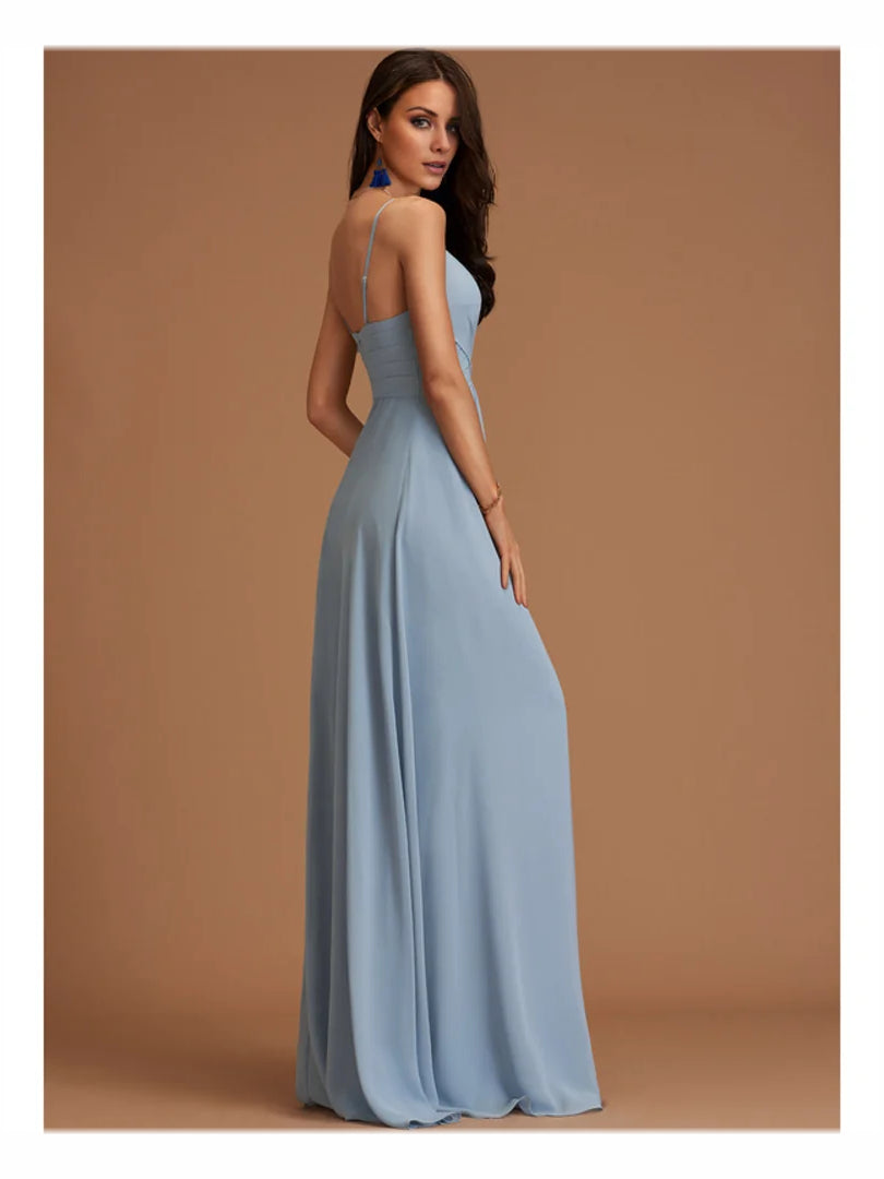 Dark Navy maxi bridesmaid dress, alternate view showing the overall dress design