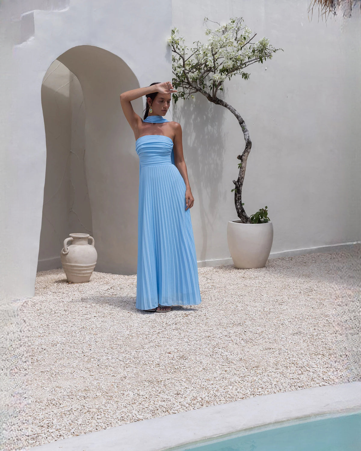 strapless chiffon a-line maxi bridesmaid dress - image 4