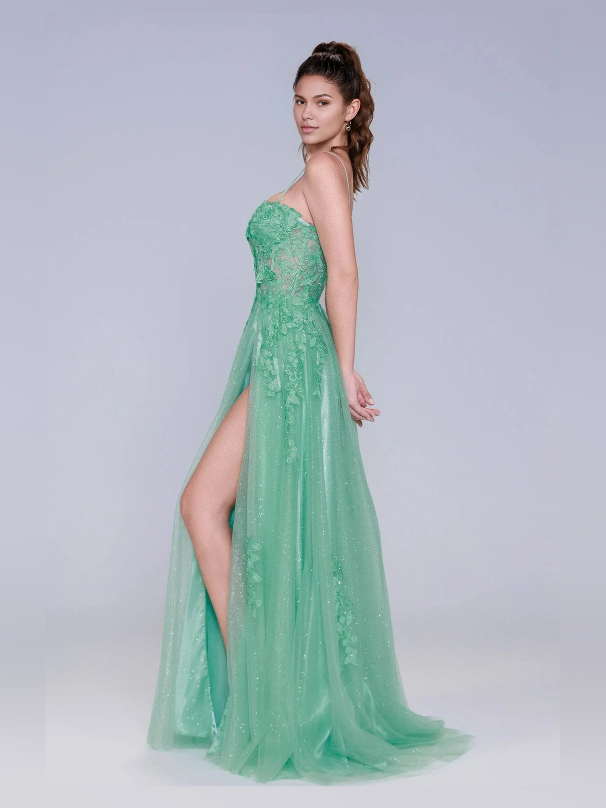 As Picture floor-length prom dress, alternate view showing the overall dress design
