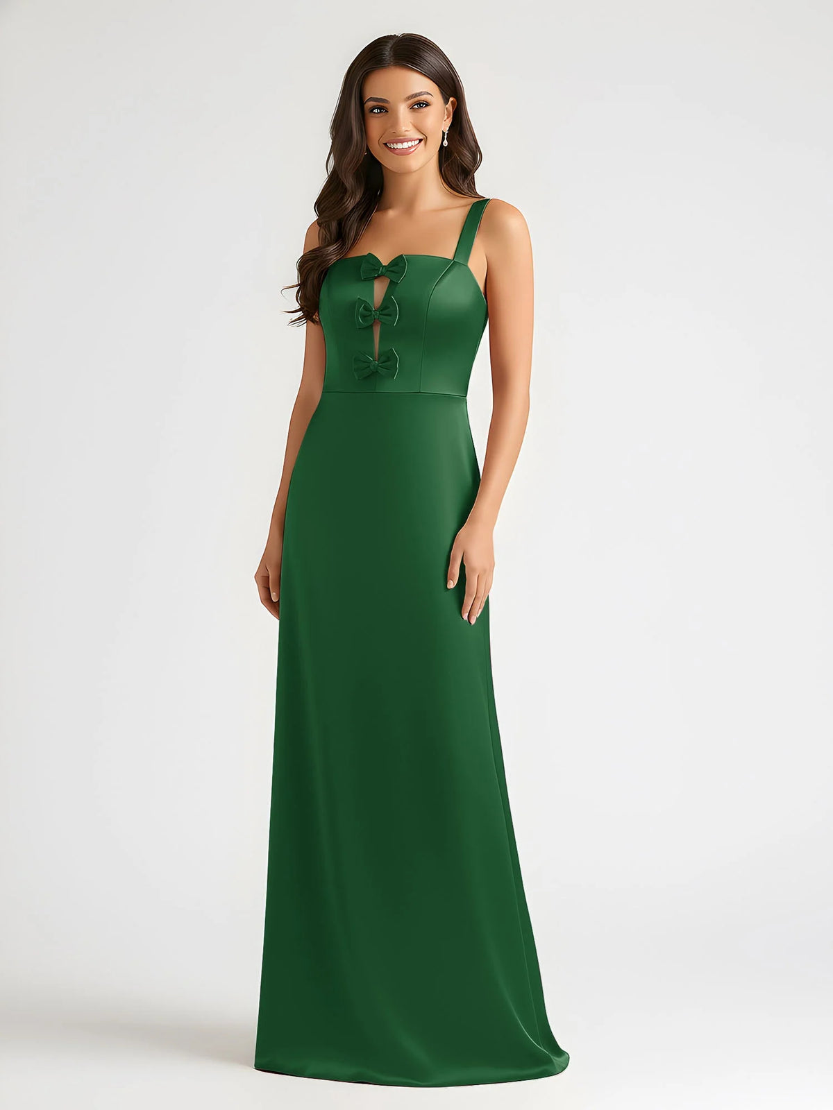 Emerald Green maxi prom dress, alternate view showing the overall dress design