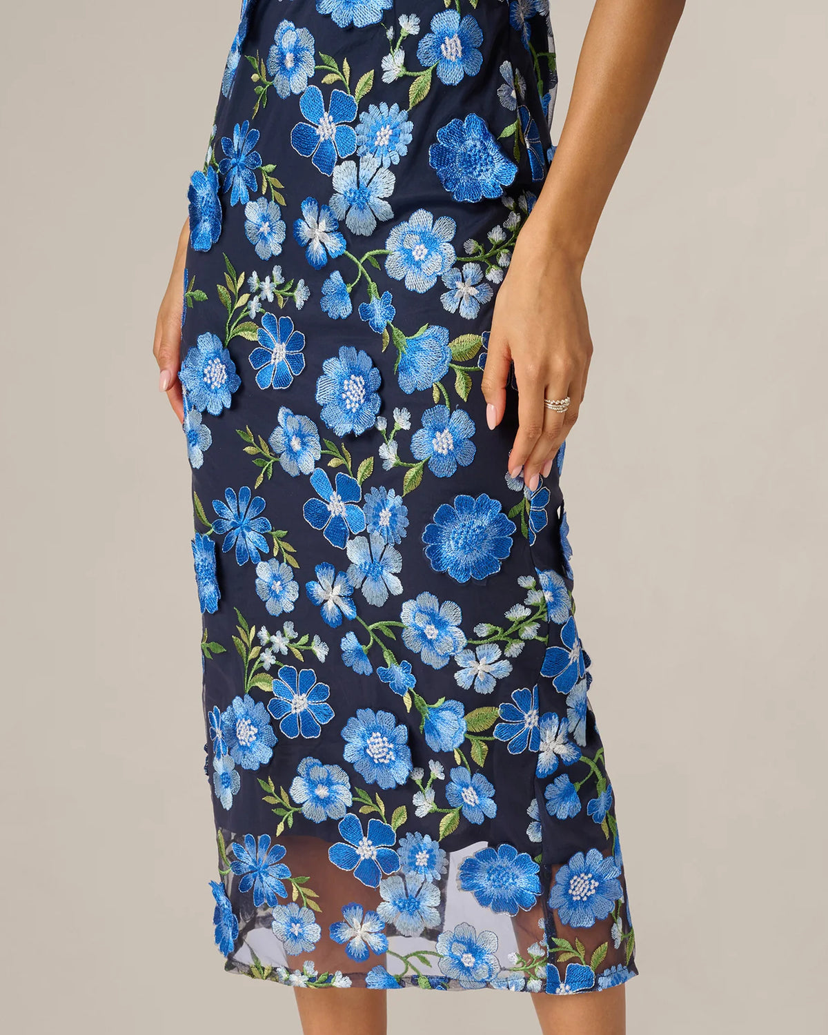 cape-sleeve a-line midi mother of the bride dress - image 4