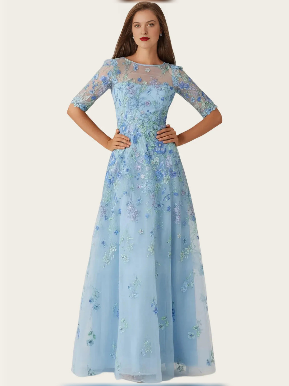 As Picture maxi mother of the bride dress, alternate view showing the overall dress design