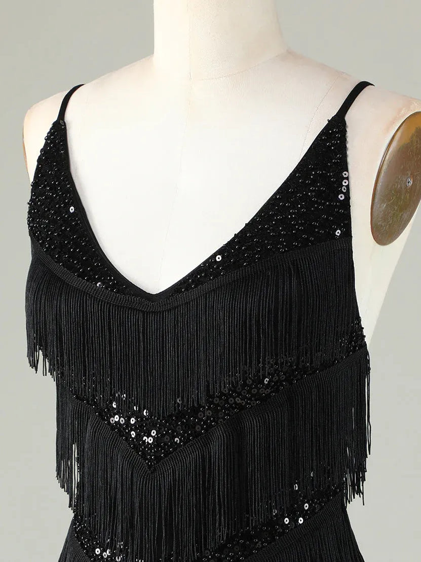 Black mini homecoming dress, alternate view showing the overall dress design