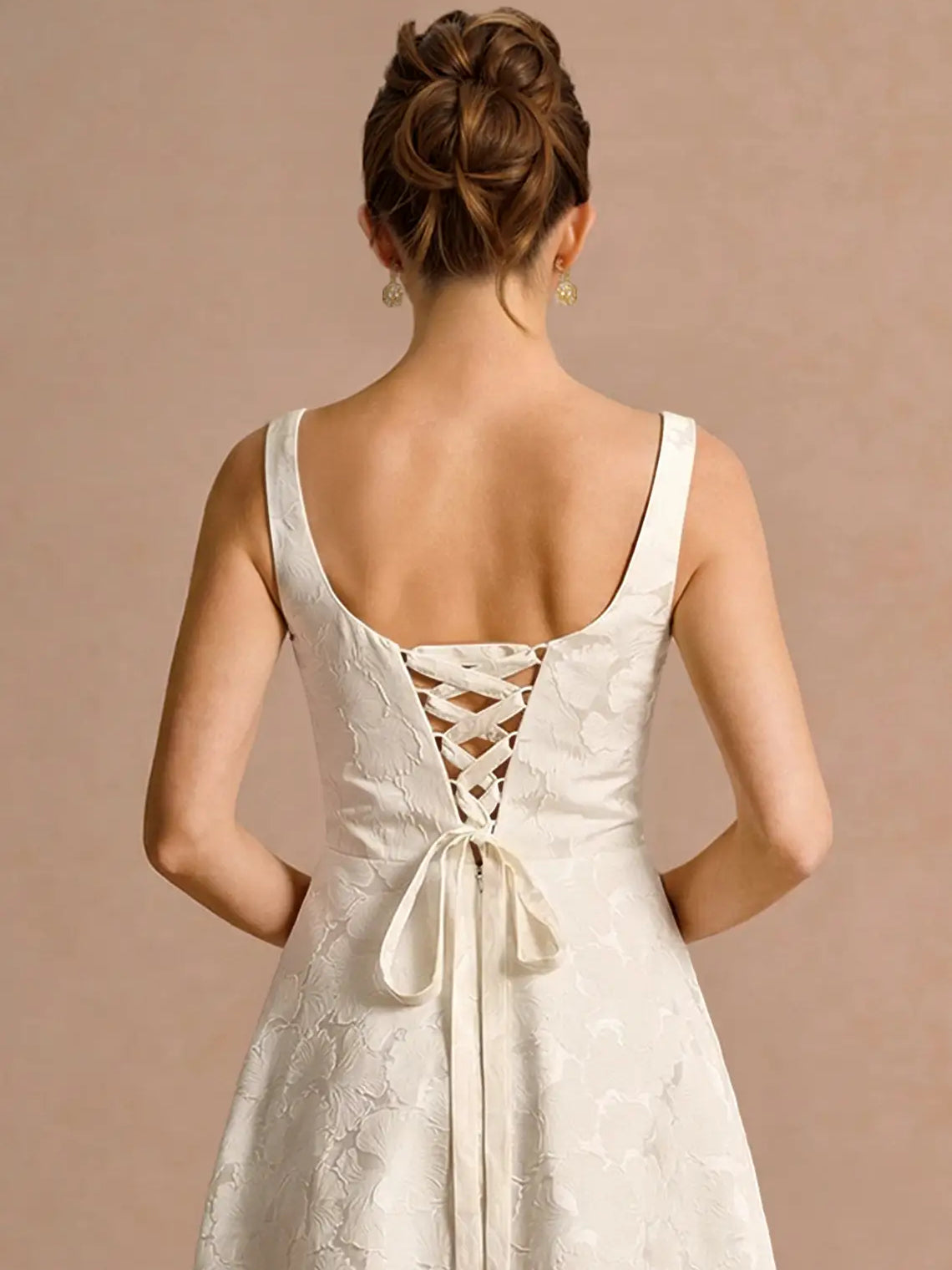 Ivory maxi mother of the bride dress, alternate view showing the overall dress design
