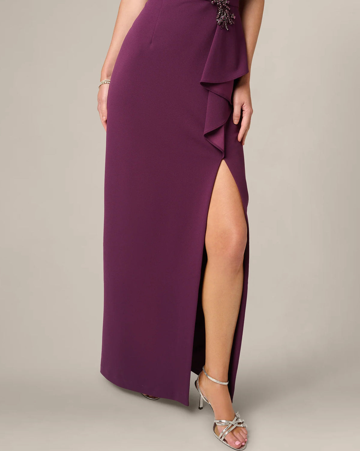 off-shoulder a-line maxi mother of the bride dress - image 4