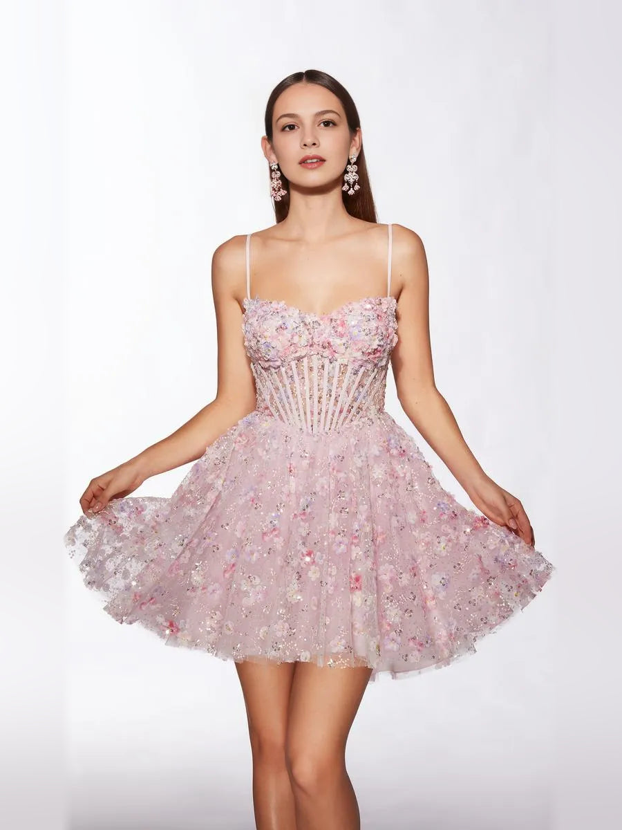 As Picture mini homecoming dress, alternate view showing the overall dress design