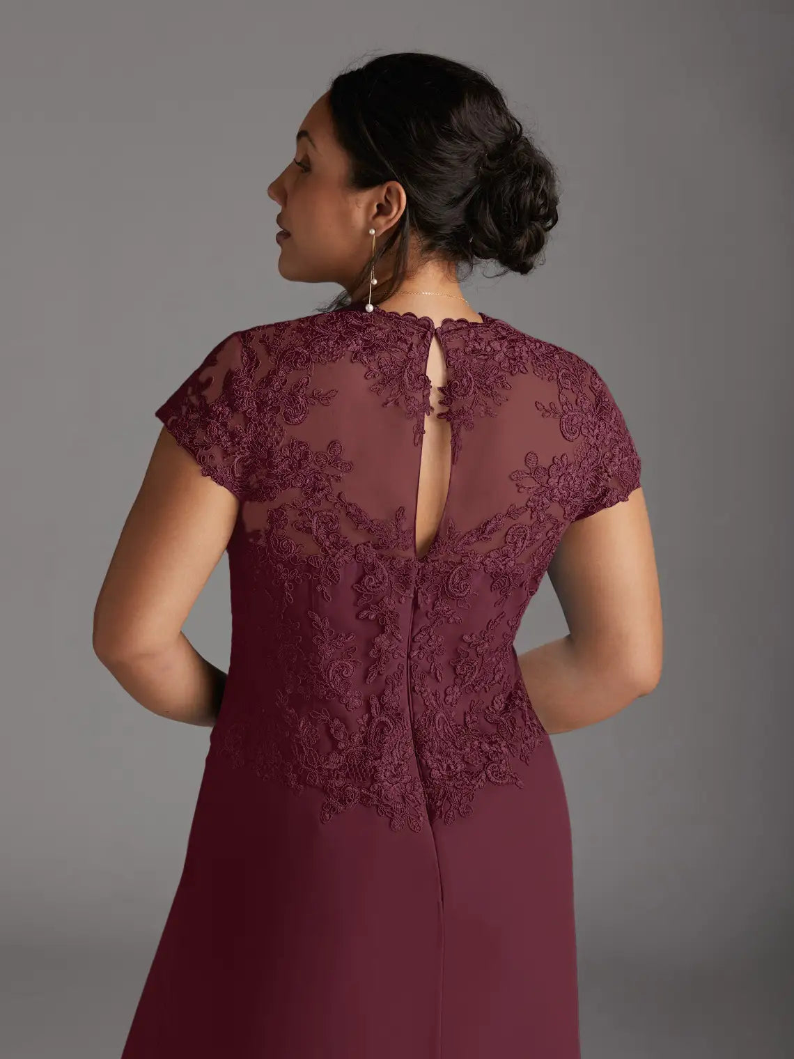 Cabernet maxi mother of the bride dress, alternate view showing the overall dress design
