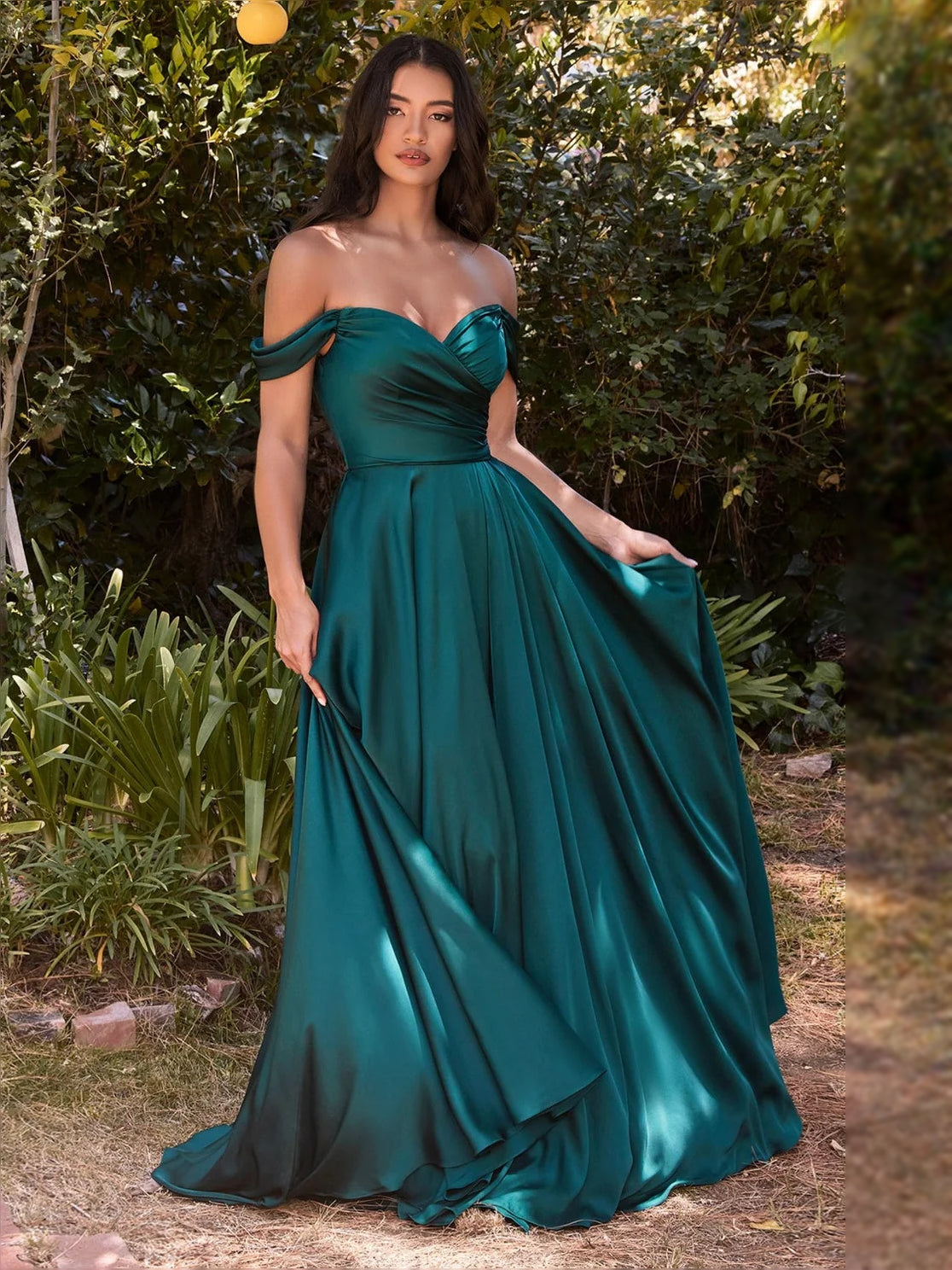 Emerald Green floor-length prom dress, alternate view showing the overall dress design