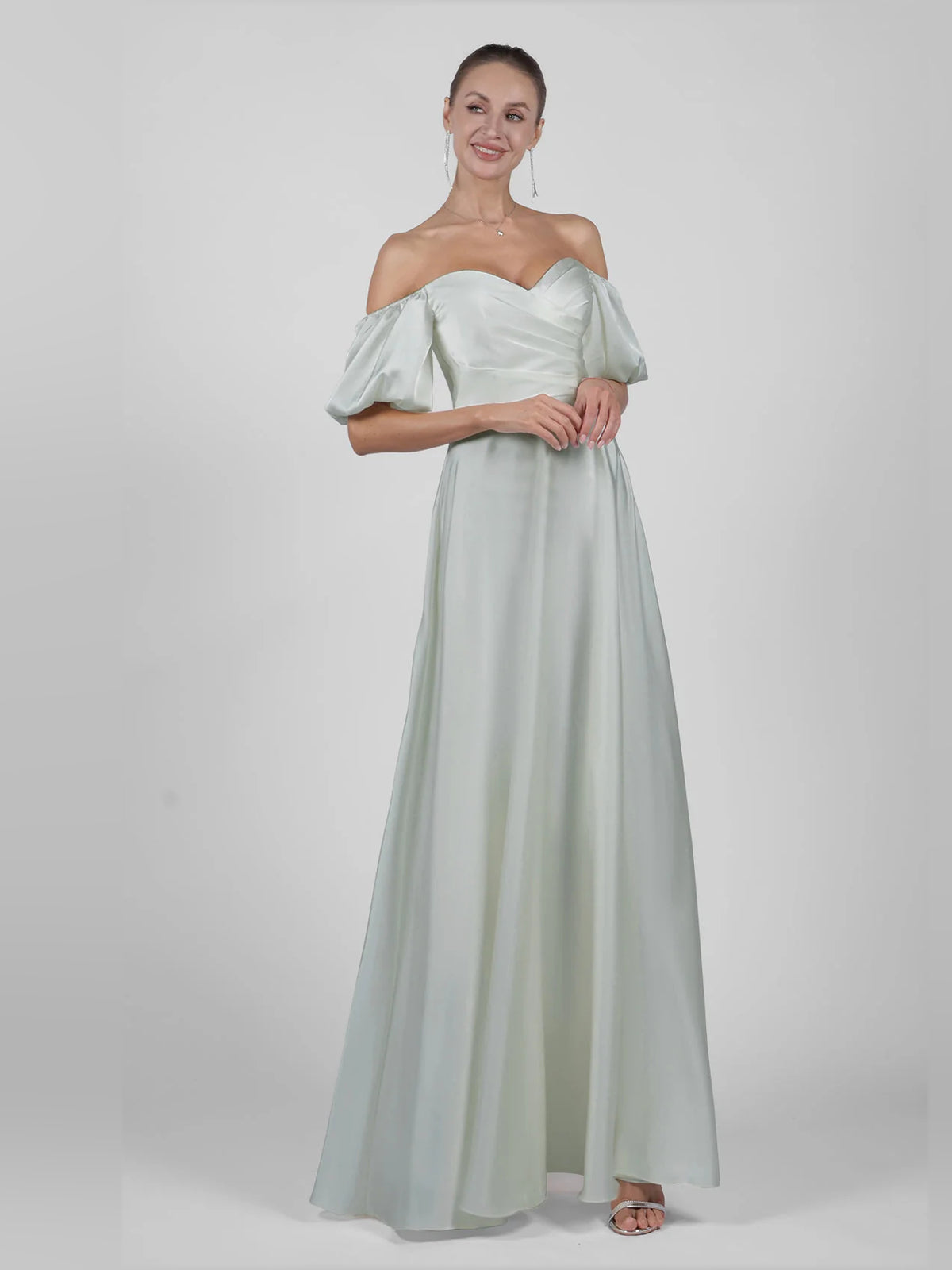 Cream maxi wedding dress, alternate view showing the overall dress design