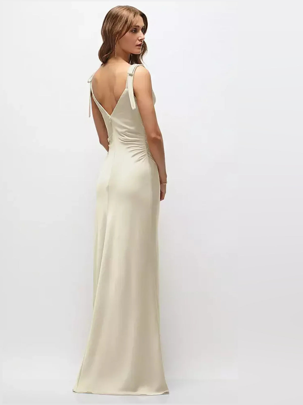 Light Gray maxi bridesmaid dress, alternate view showing the overall dress design
