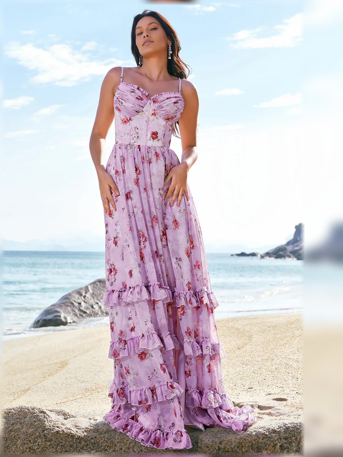 As Picture a-line floor-length formal dress with ruching, alternate view