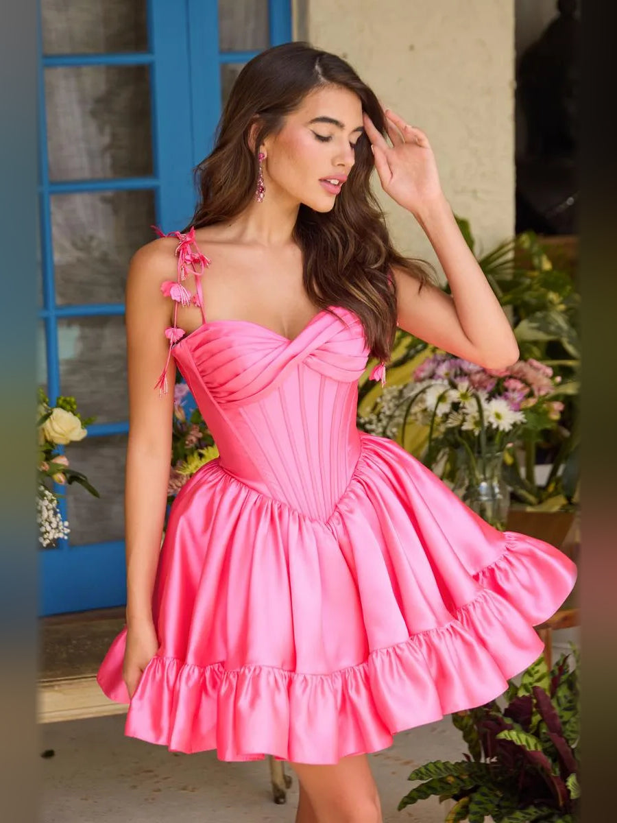Royal Blue short homecoming dress, alternate view showing the overall dress design