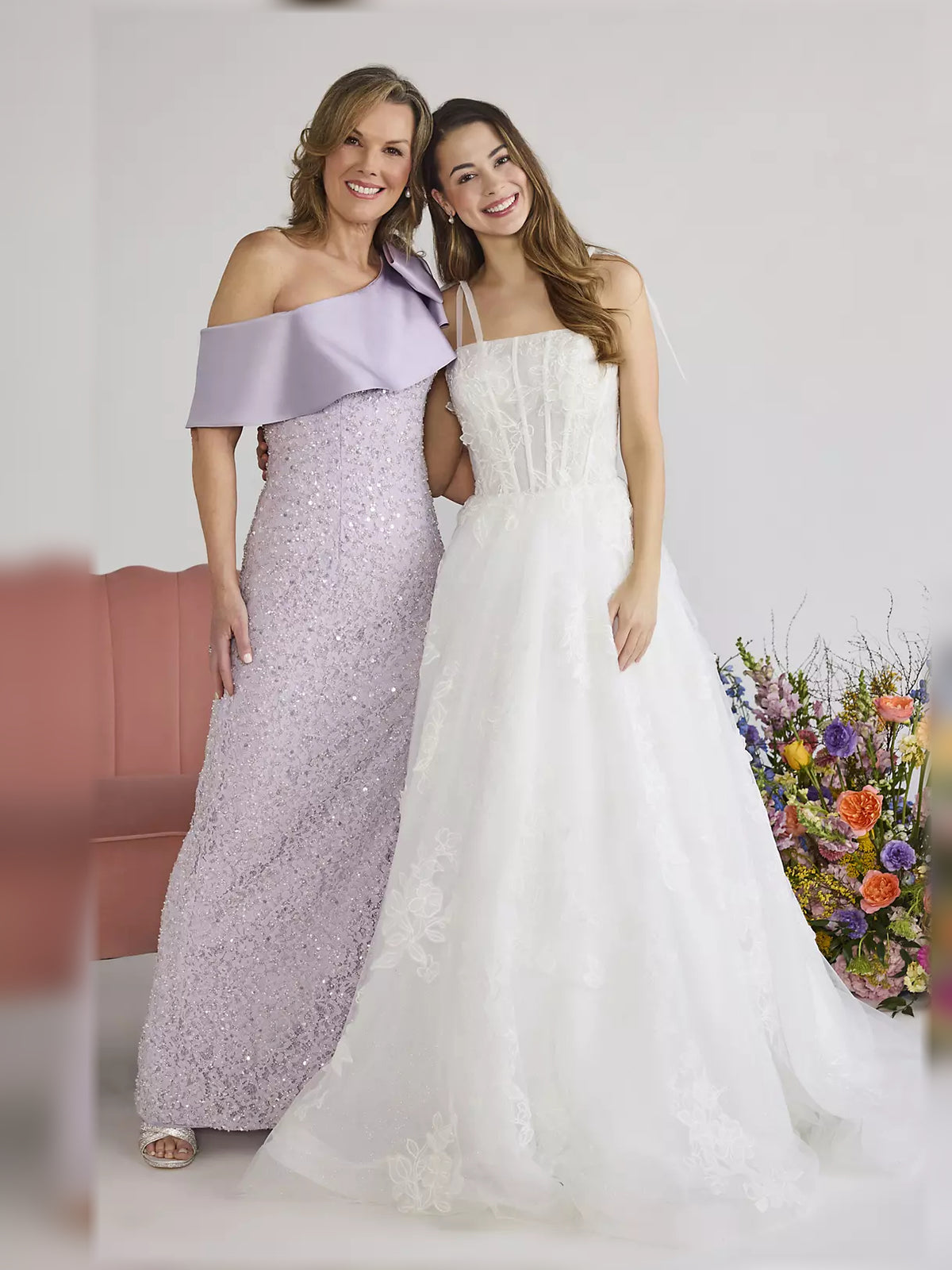 Lilac floor-length mother of the bride dress, alternate view showing the overall dress design