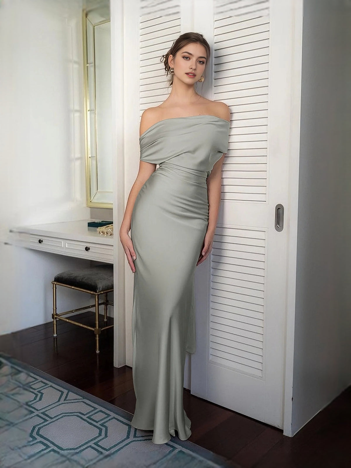 Gold maxi prom dress, alternate view showing the overall dress design