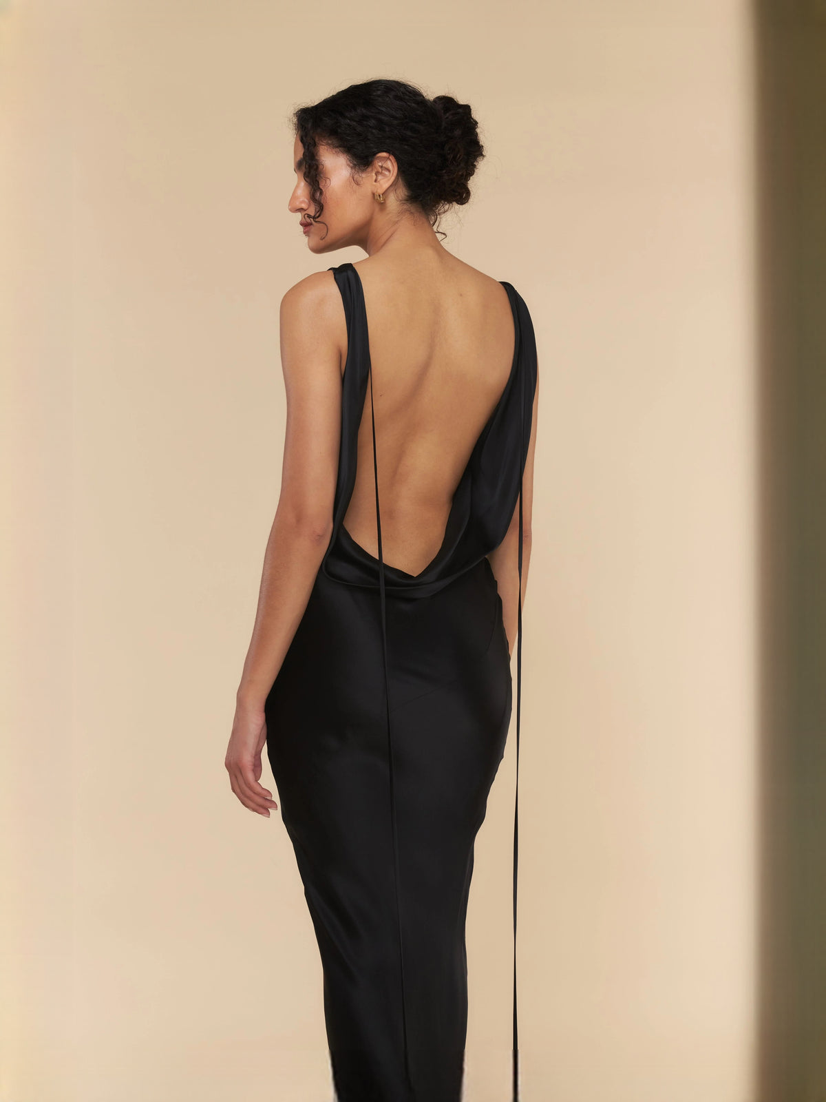 Dark Blue maxi prom dress, alternate view showing the overall dress design