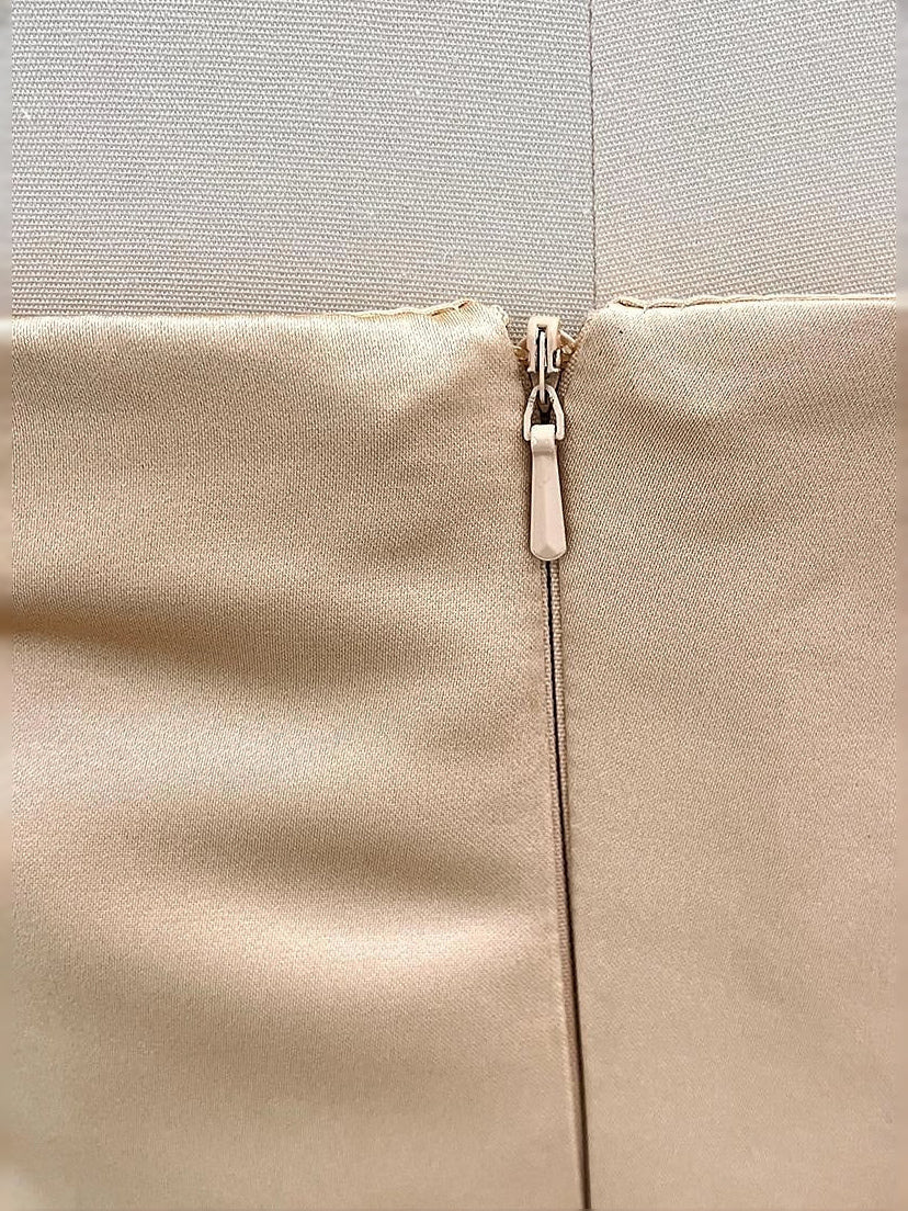 Gold maxi prom dress, alternate view showing the overall dress design