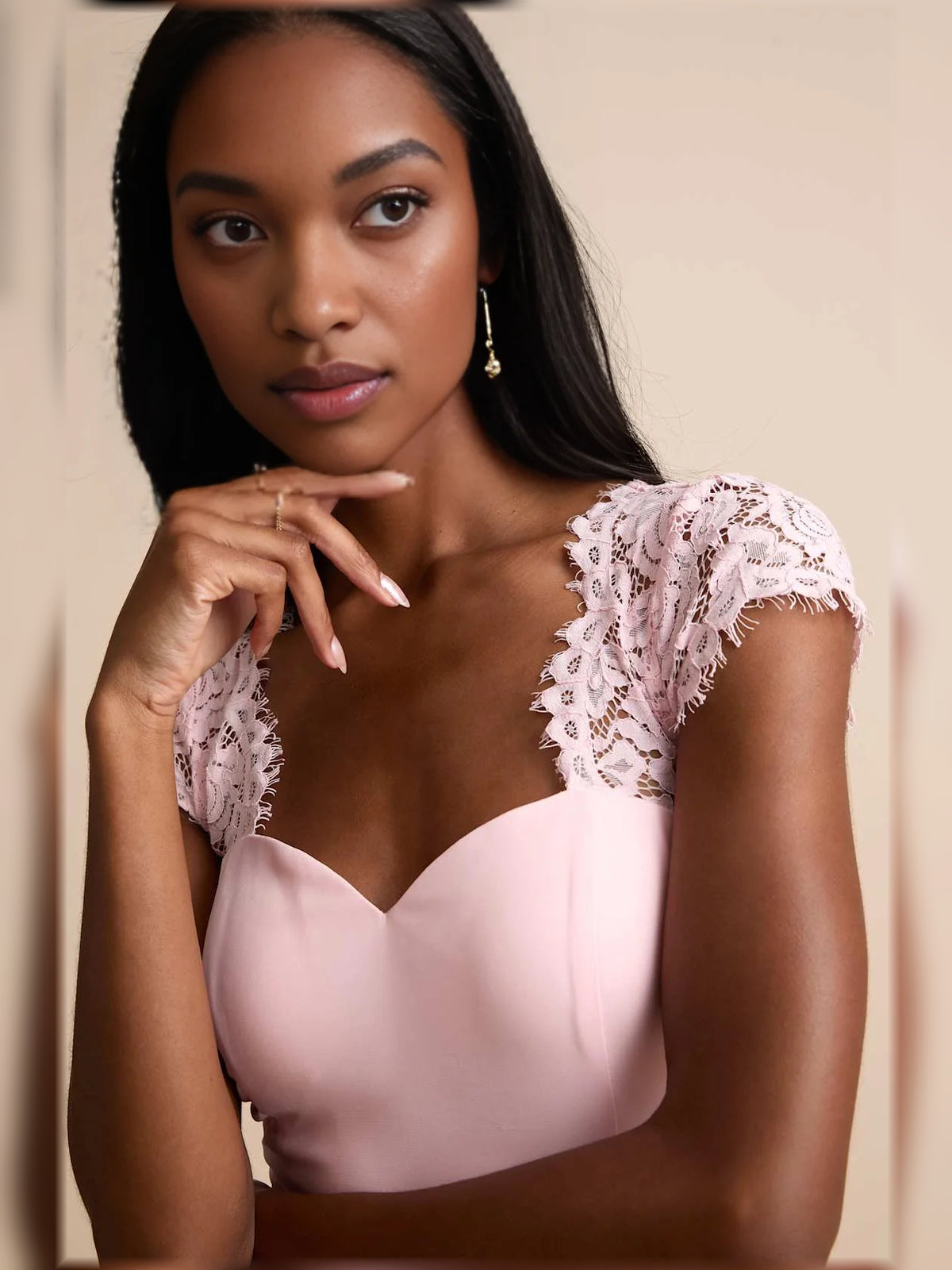 Blush Pink maxi bridesmaid dress, alternate view showing the overall dress design