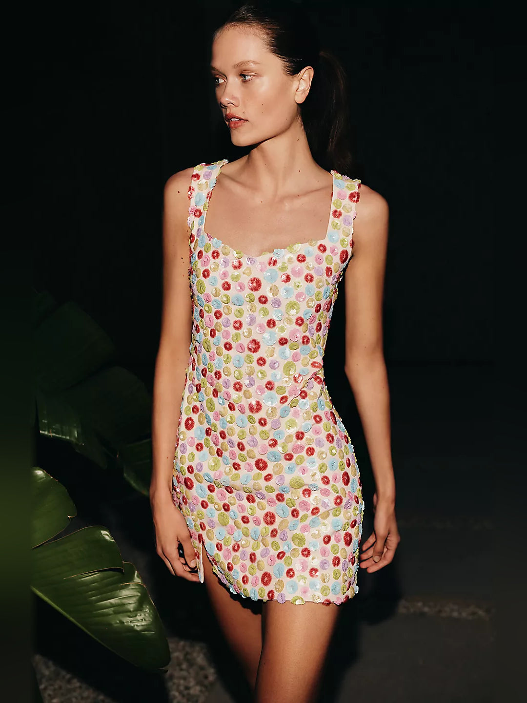 Orange mini homecoming dress, alternate view showing the overall dress design
