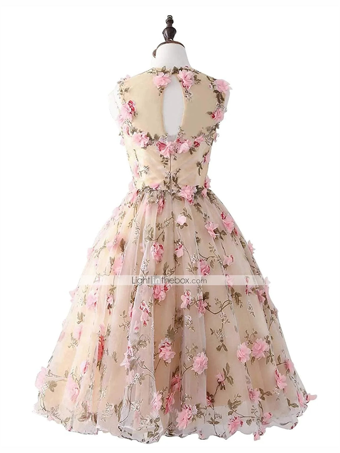 Pearl Pink midi prom dress, alternate view showing the overall dress design
