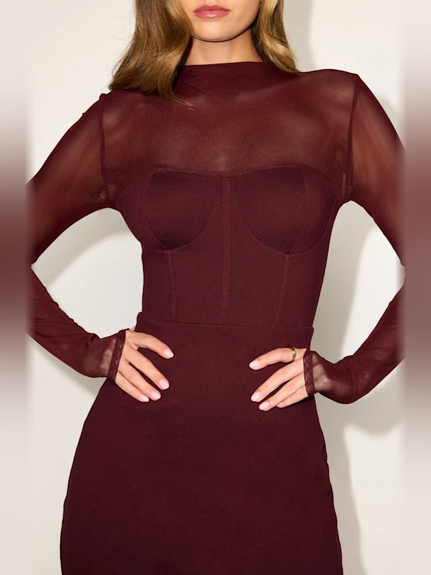 Brown mini homecoming dress, alternate view showing the overall dress design